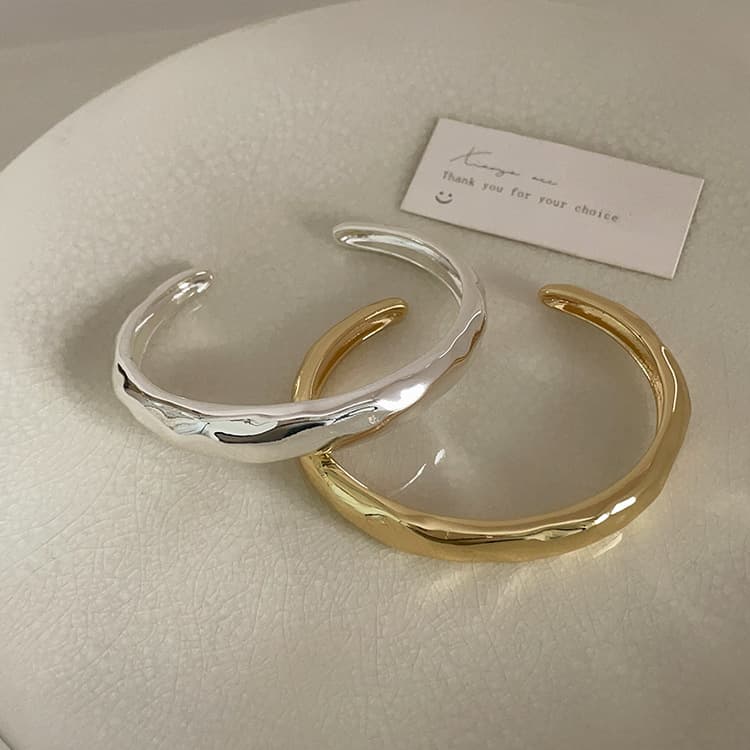バングル 不規則デザインバングル開口式腕輪上品 ゴールド