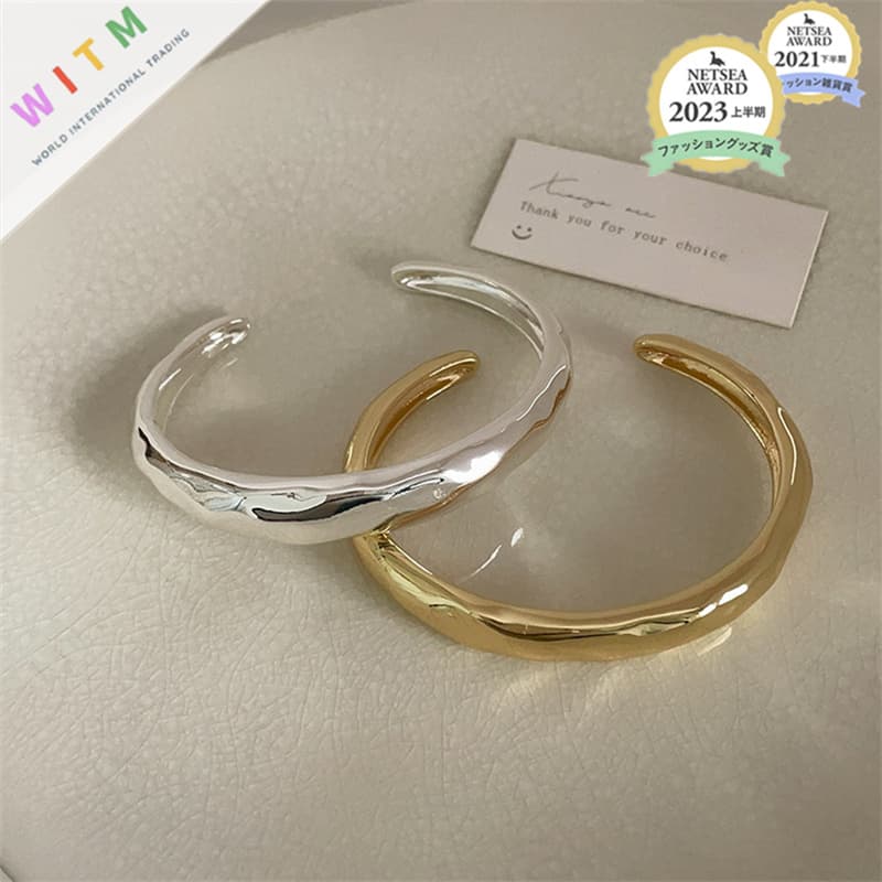 バングル 不規則デザインバングル開口式腕輪上品 ゴールド