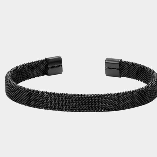 バングル 男性用網目編み込み細身バングル ステンレス