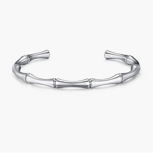 バングル 竹節風ペアバングル絆を結ぶ上品アクセサリー シルバー