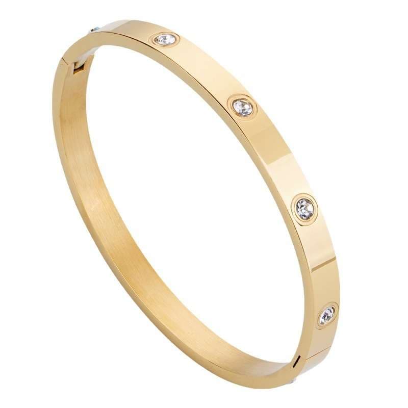 バングル 結婚式お呼ばれに最適な華やか輝石付きバングル ゴールド