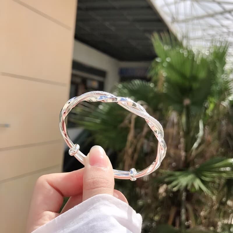 バングル 波紋捻り模様バングルシルバー